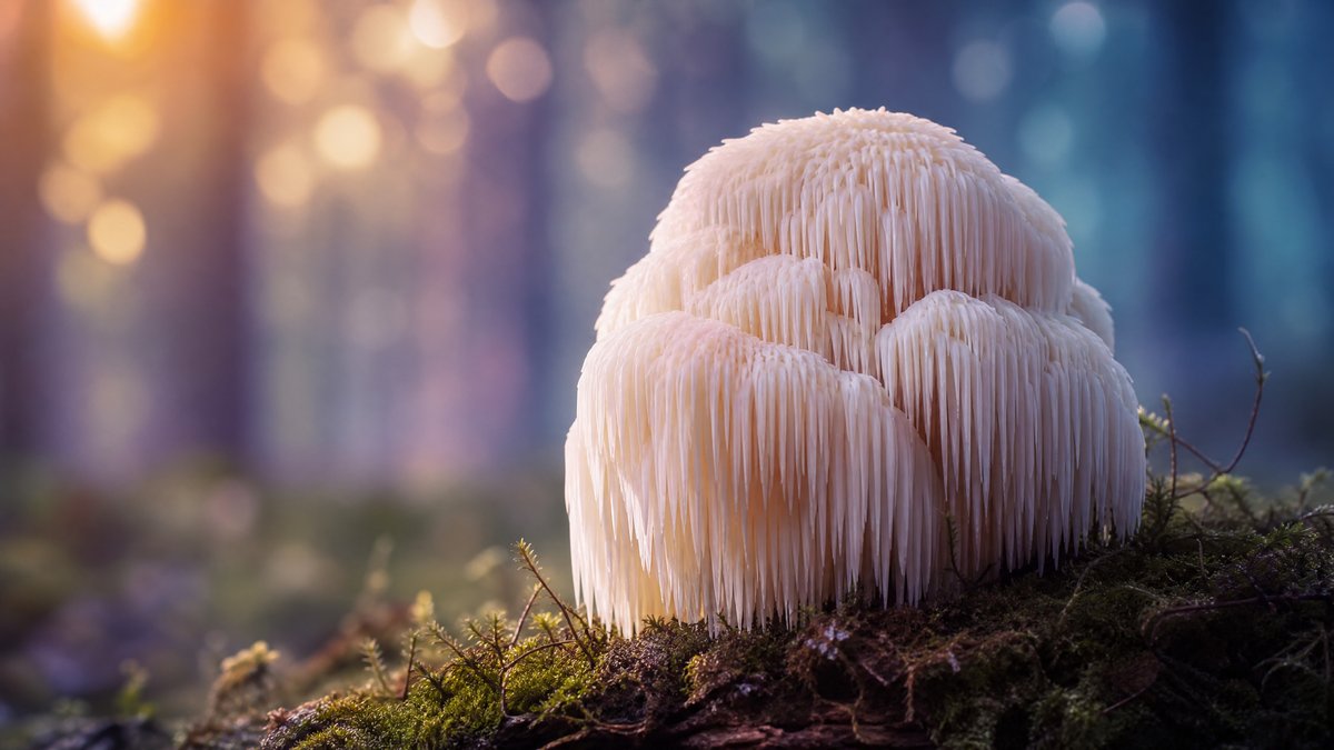 Löwenmähne und Angst: Hericium erinaceus im Wald — beruhigende Wirkung auf die Stimmung