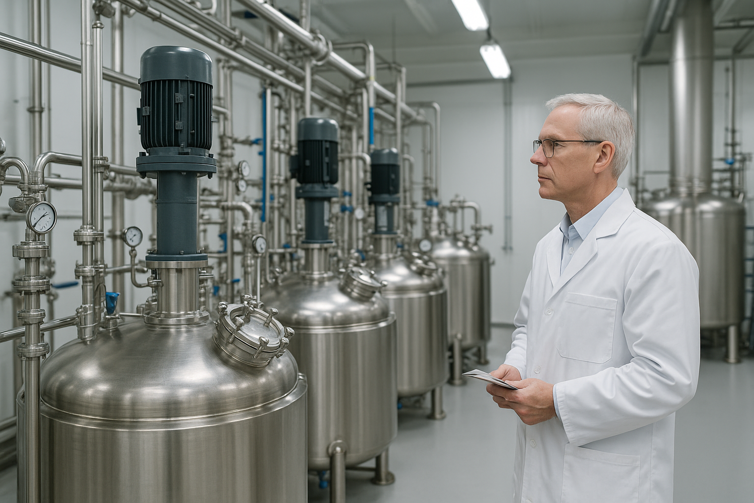 Deutscher Arzt inspiziert eine Maschine