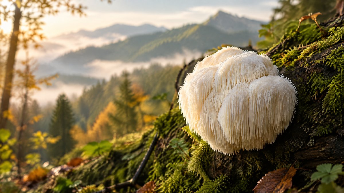 Löwenmähne Hericium erinaceus im österreichischen Bergwald