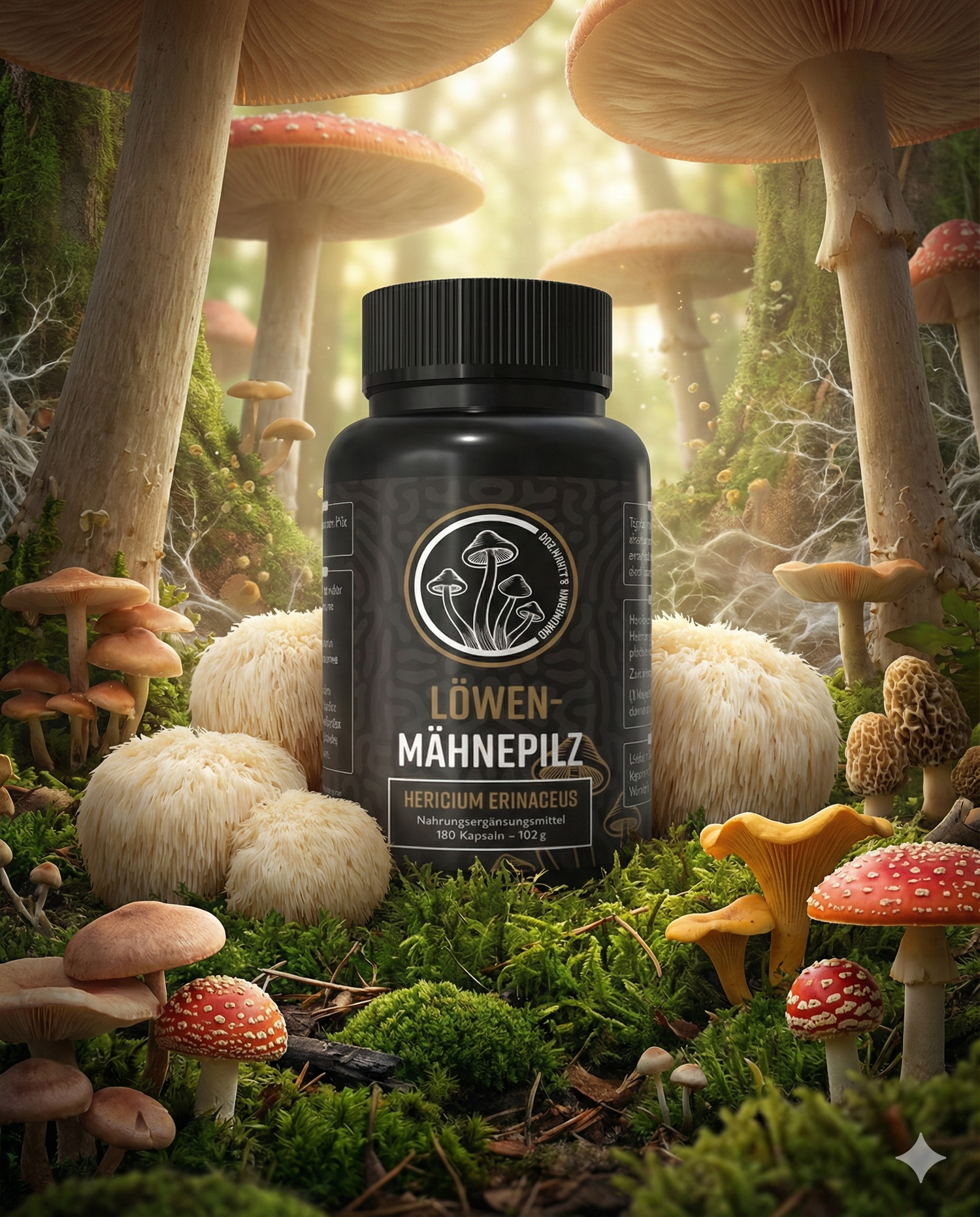 Löwenmähne (Hericium erinaceus) – Extrakt, 180 vegane Kapseln